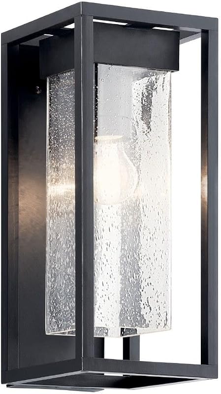 Lámpara pared exterior 16" cristal transparente negro
