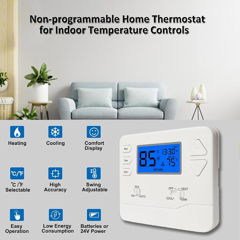 Termostato bomba calor hogar 1 etapa azul