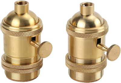 Rosca latón enchufe luz Edison E26 E27 con interruptor dorado pack 2
