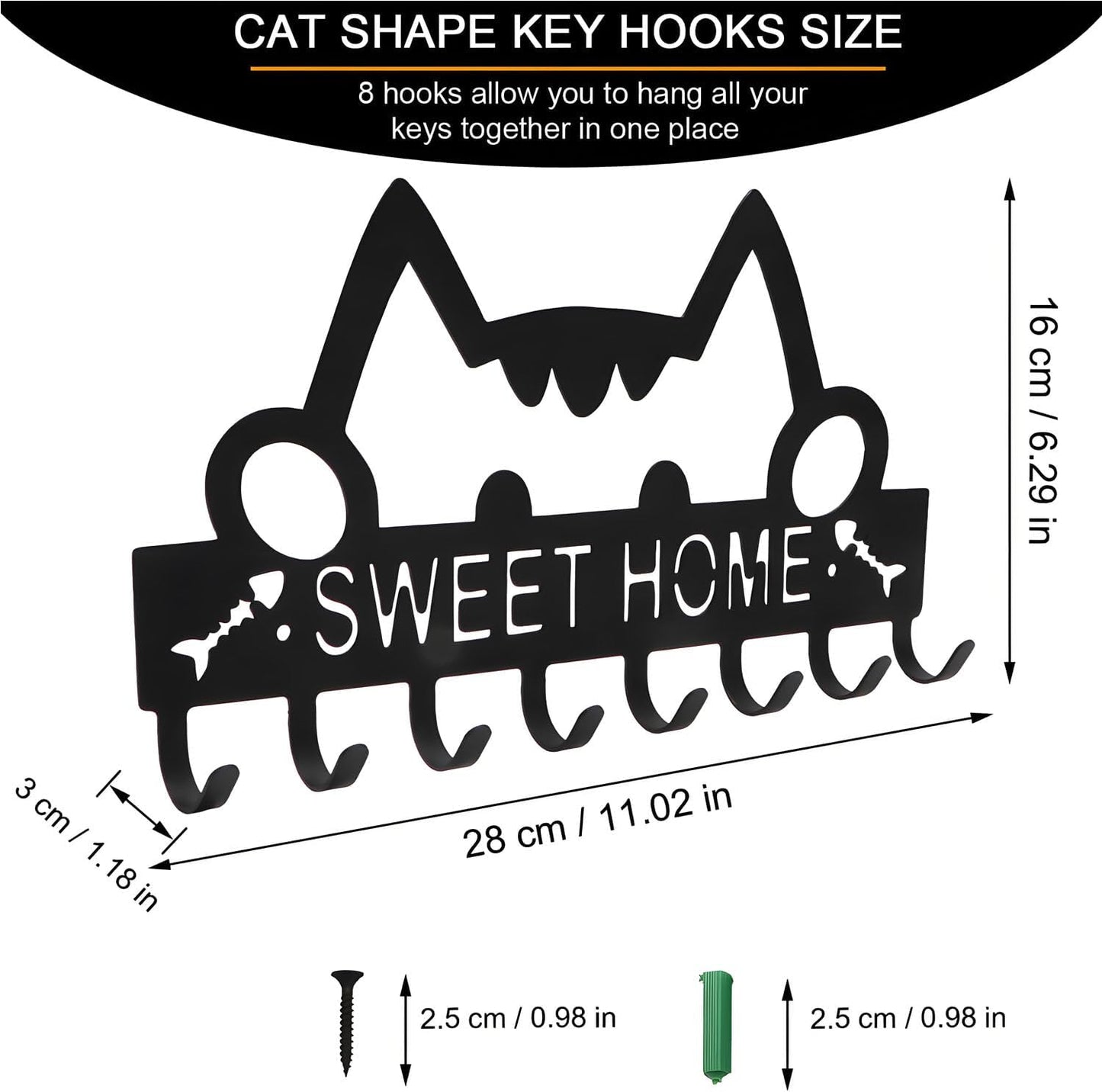Soporte llaves de gato pared baño puerta entrada organiz.