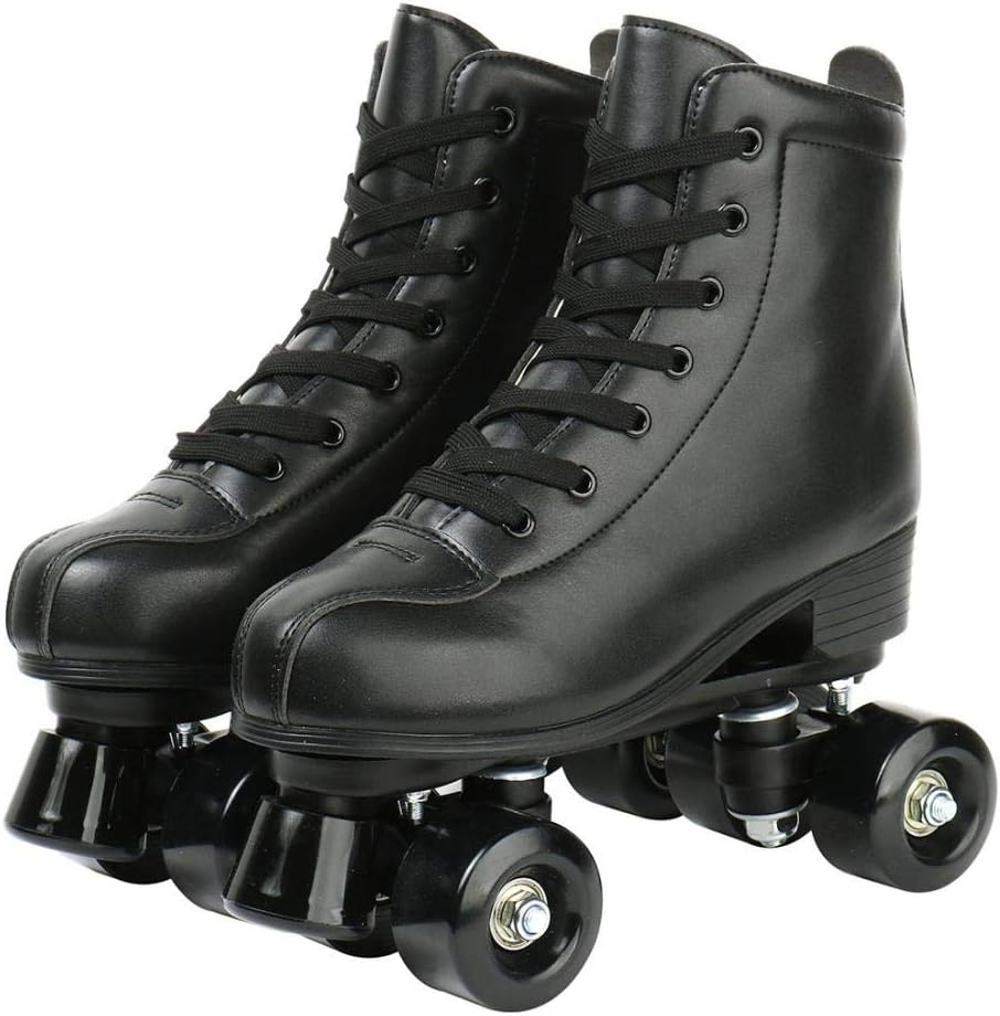 Patines Cuero Caña Alta Ajustables Doble Fila Adultos