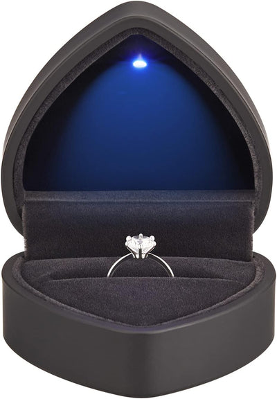 Caja regalo corazón con luz LED para anillos y joyas