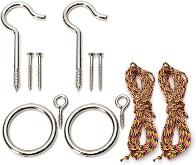 Juego 2 ganchos anillos columpio bricolaje alta resistencia