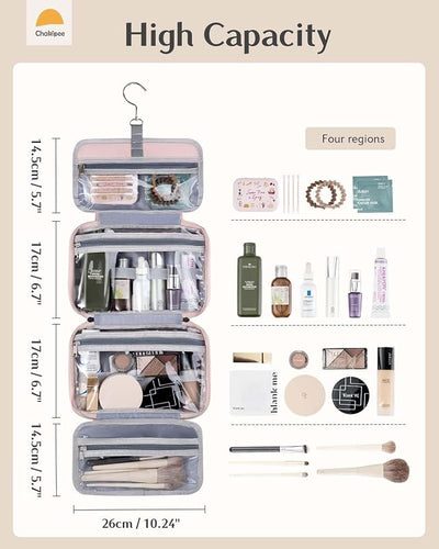 Bolsa maquillaje resistente agua organizador viaje rosa mediana