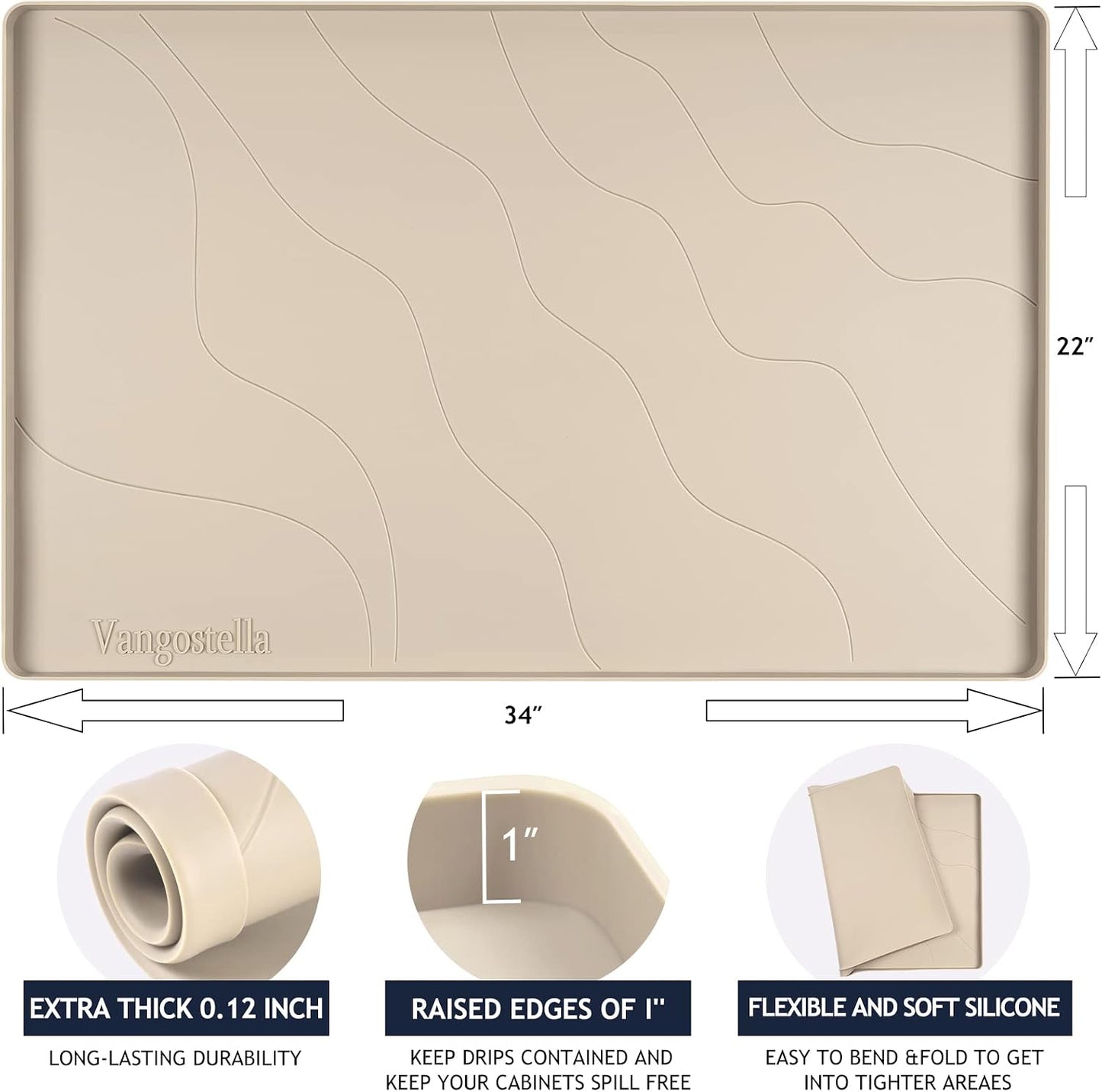 Tapete silicona impermeable fregadero 22x19"