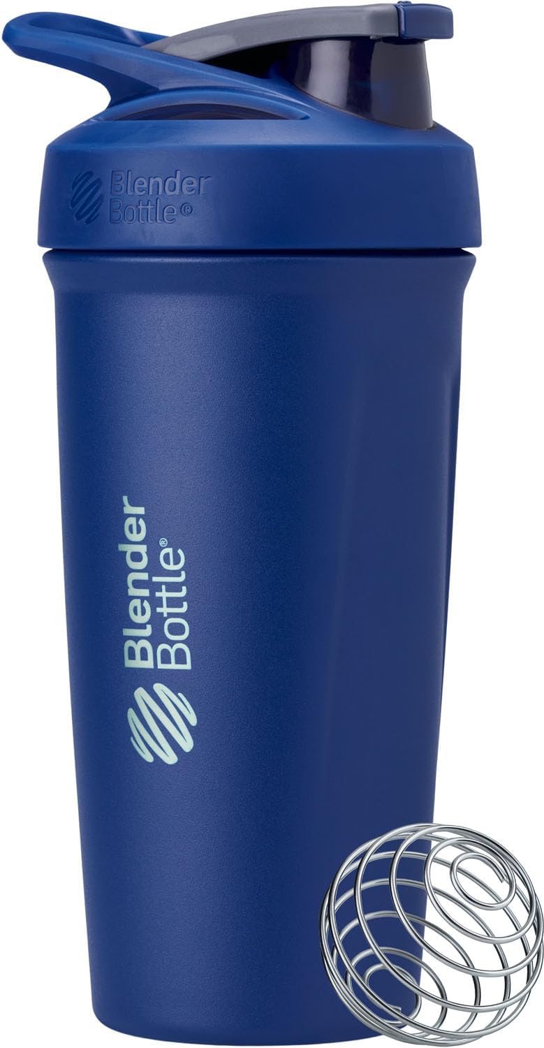 Vaso térmico acero inox con batidor alambre 24oz azul