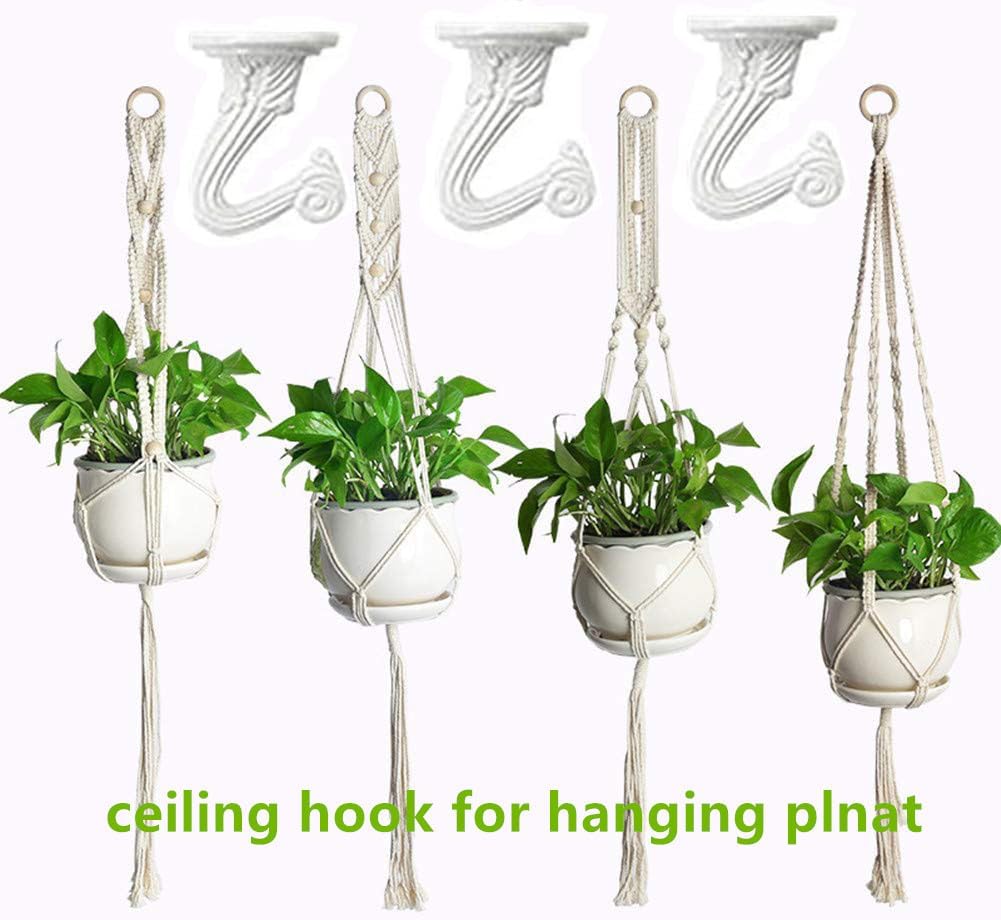 6 Set Ganchos Techo Blancos para Plantas Colgantes
