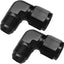 2 Adaptadores An8 Hembra a Macho Flare 90 Grados Aluminio Negro