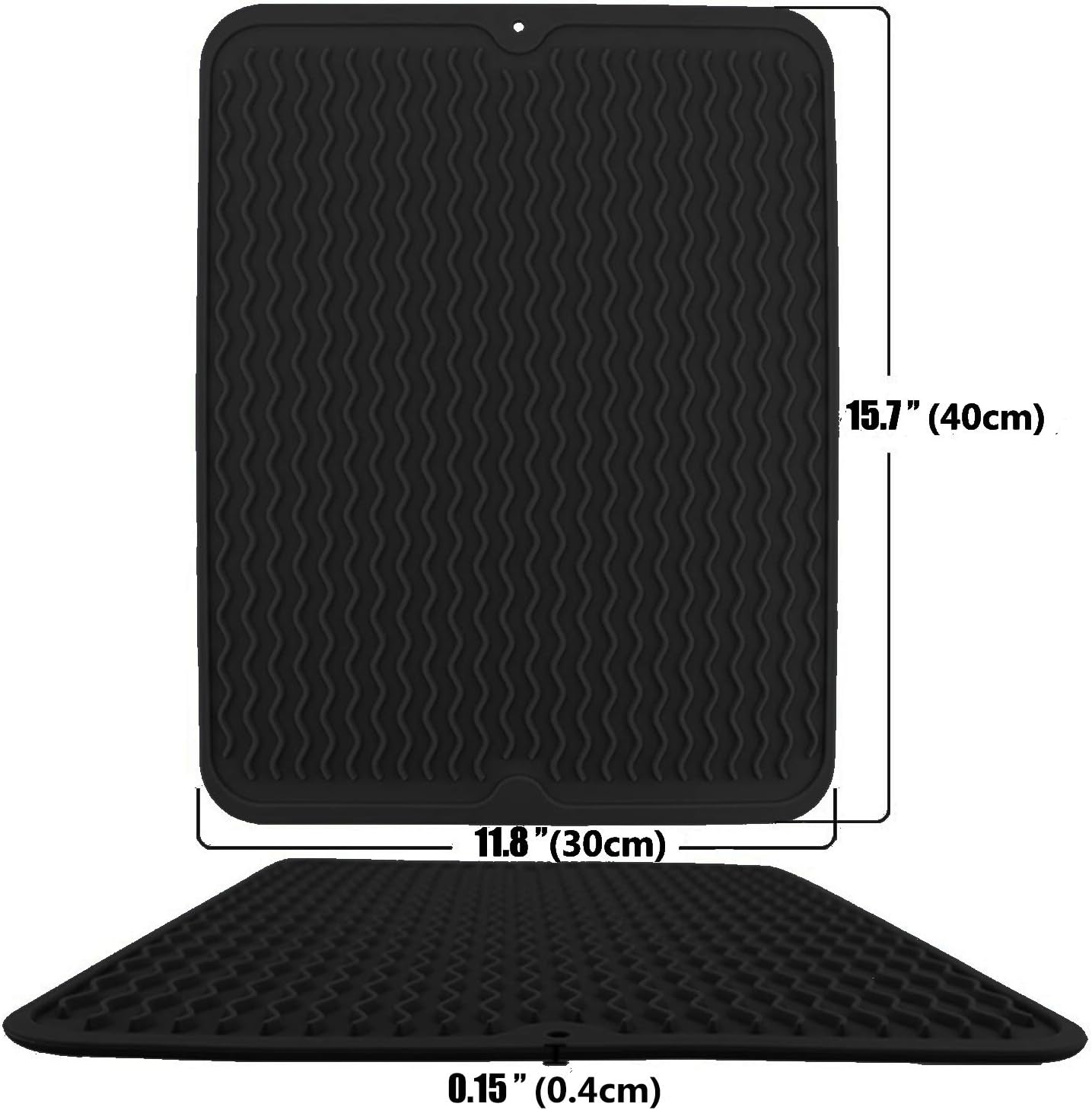 Tapete silicona secado platos 12x16pulg negro