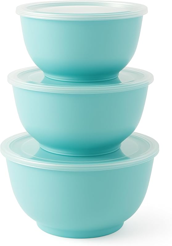 Set 3 Cuencos Melamina Turquesa Brillante para Mezclar