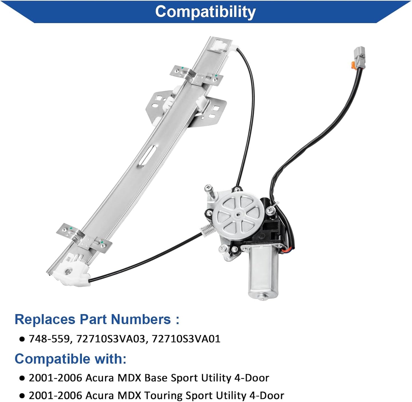 Regulador ventana eléctrica pasajero trasero derecho Acura