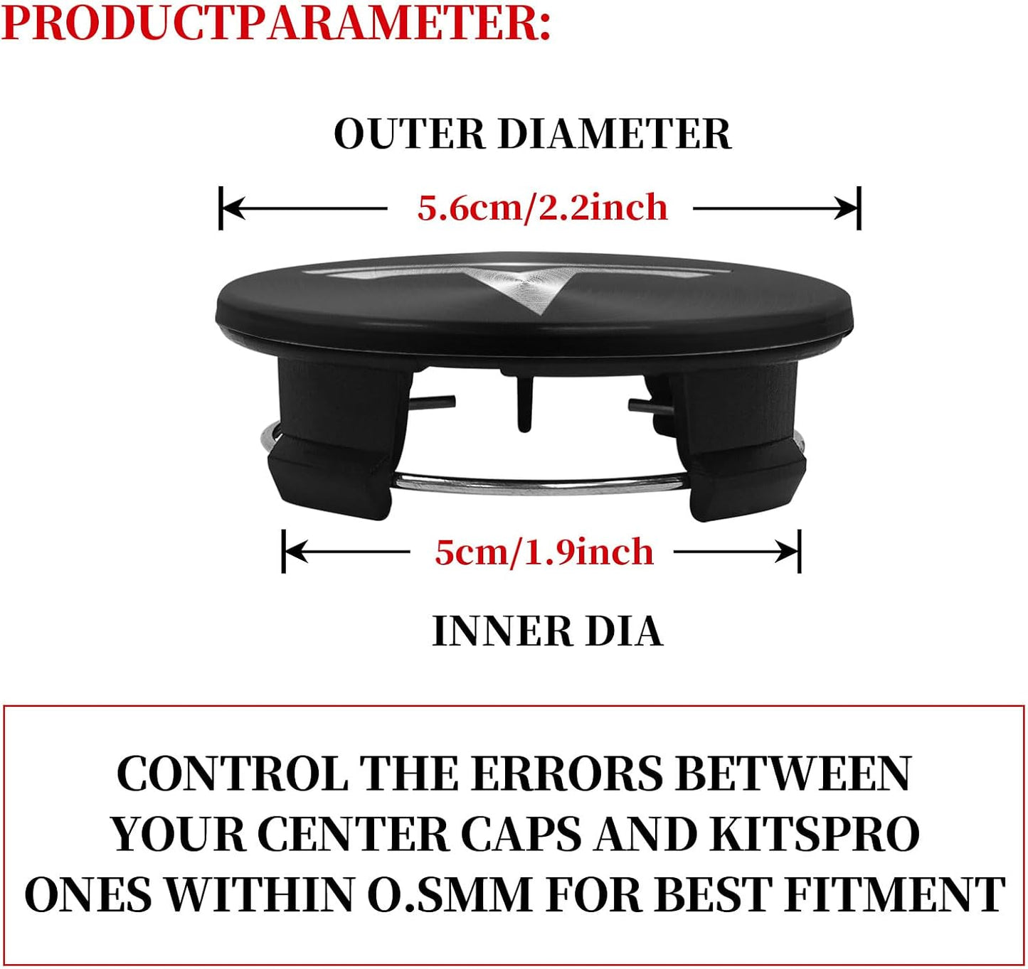Set 4 tapacubos Tesla Model 3 Y 56mm cubiertas negras