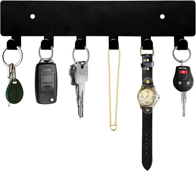 Soporte llaves pared 6 ganchos autoadhesivo negro