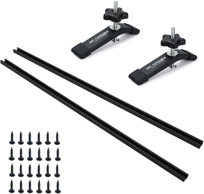 2 Pistas T Aluminio 48pulg Carpintería Anodizado Negro