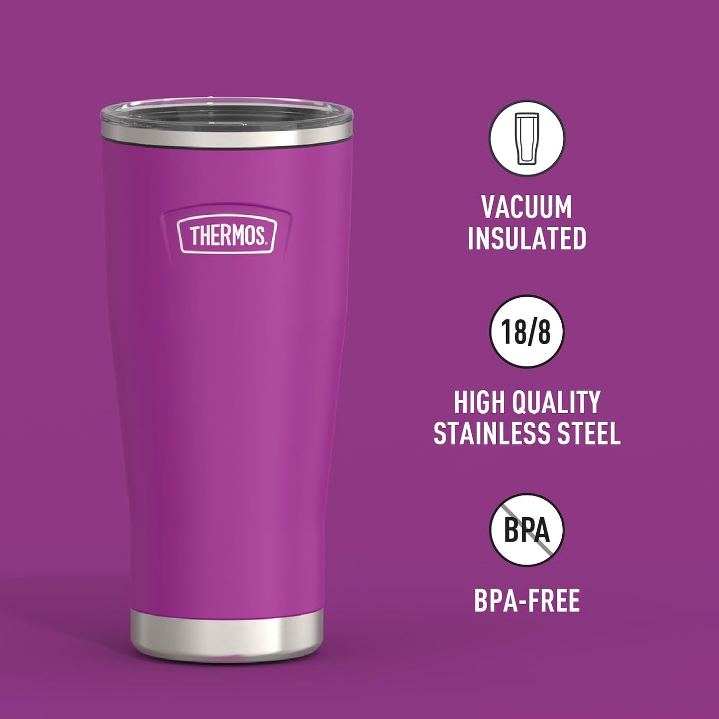 Vaso acero inox cierre deslizante 710ml ciruela