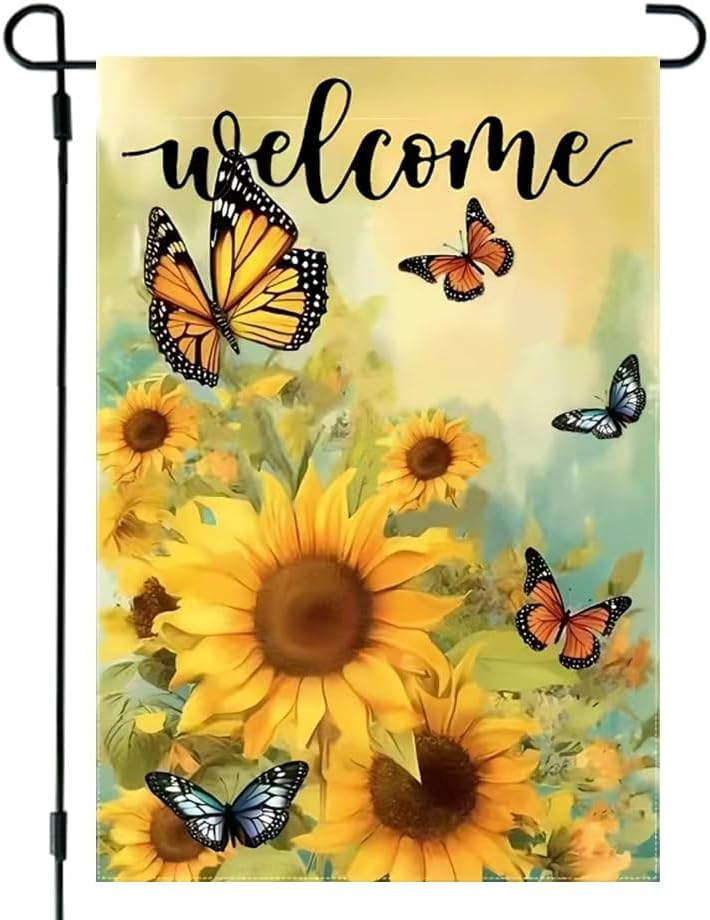 Banderas jardín doble cara 12x18pulg mariposa girasol