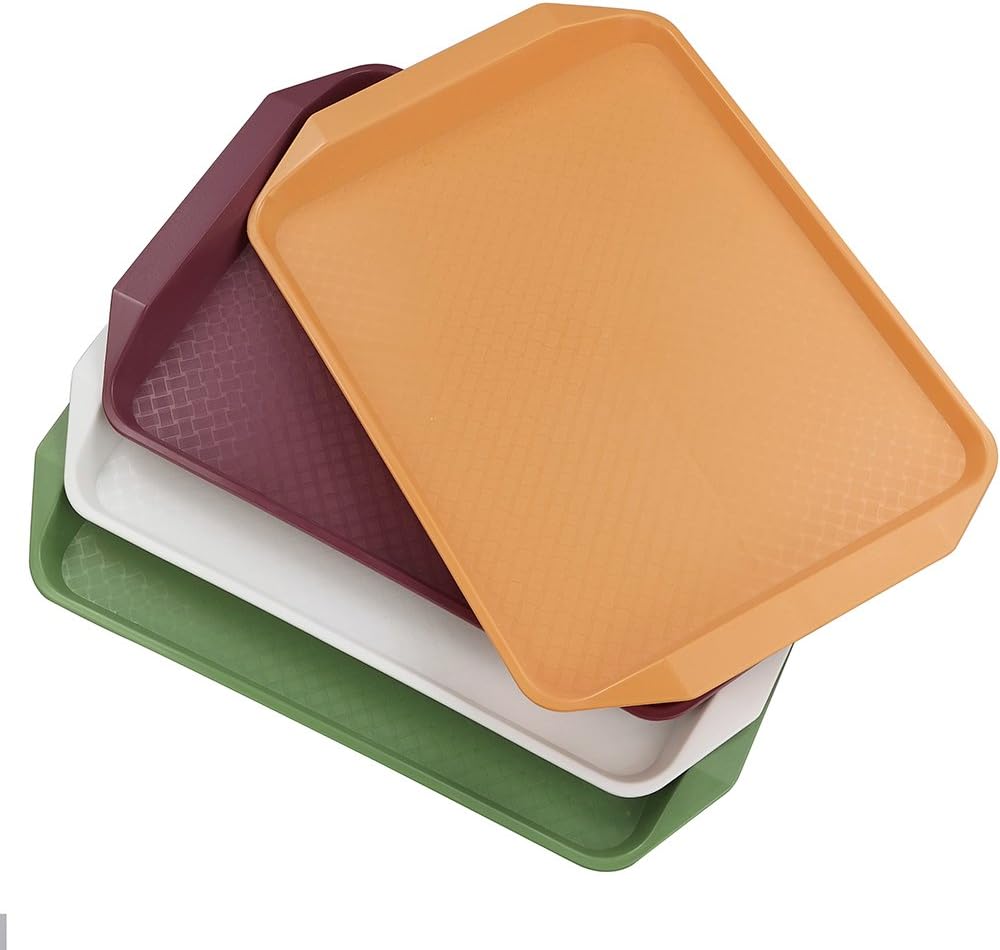 4 Pzas Bandejas Plástico para Servir Comida Rápida