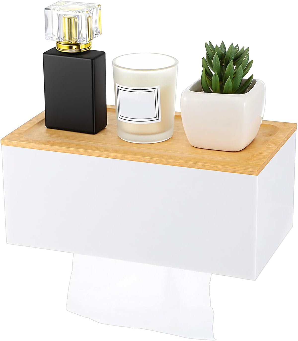 Dispensador de toallas de bambú para pared con tapa plegable