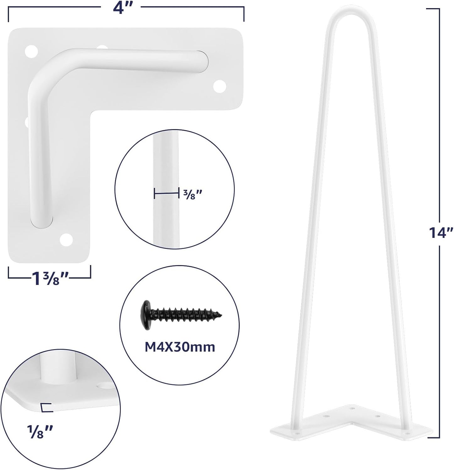 Patas muebles horquilla 14pulg metal con protectores