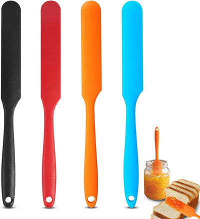4 Pzas Espátulas Silicona Mango Largo Antiadherentes para Hornear
