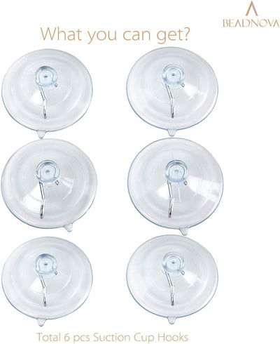Ganchos ventosa 2.5" para vidrio baño cocina 6pzas