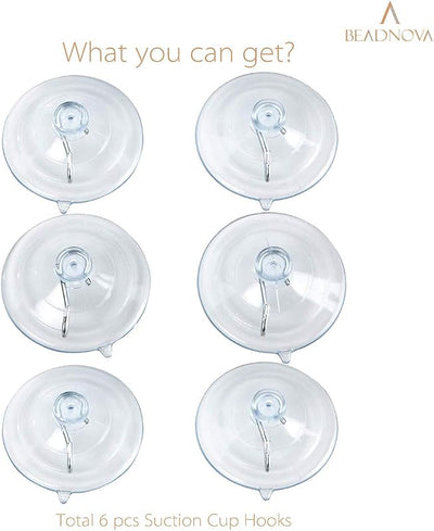 Ganchos ventosa 2.5" para vidrio baño cocina 6pzas