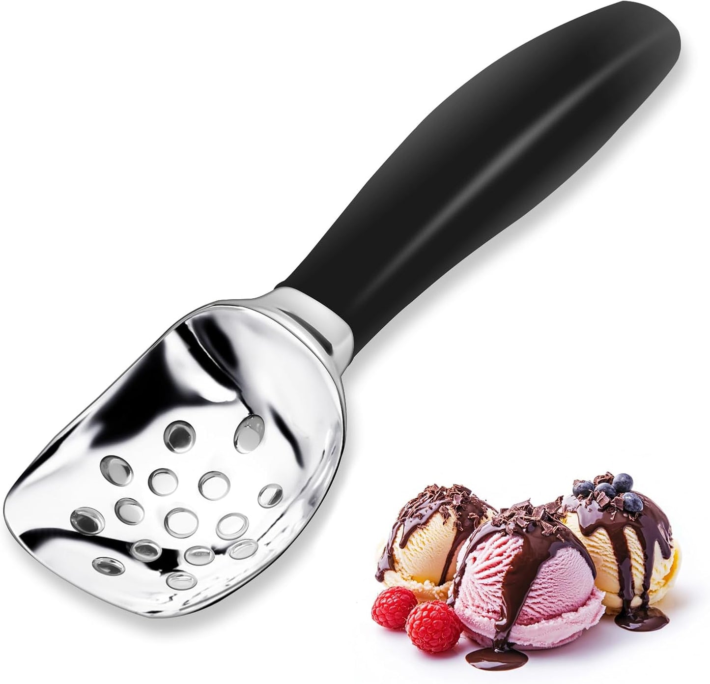 Cuchara helado mango antiderrap negro