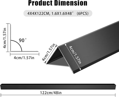 Protectores de esquina de aluminio negros grosor