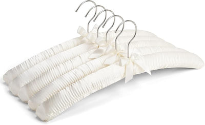 5 Pzas Perchas Satén Marfil 17pulg Antideslizantes para Ropa Mujer