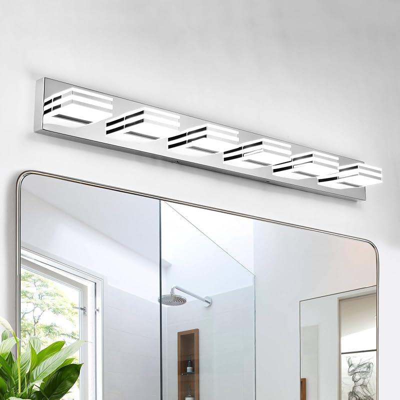 Lámpara baño 6 luces LED barra 41pulg cromada 6000K