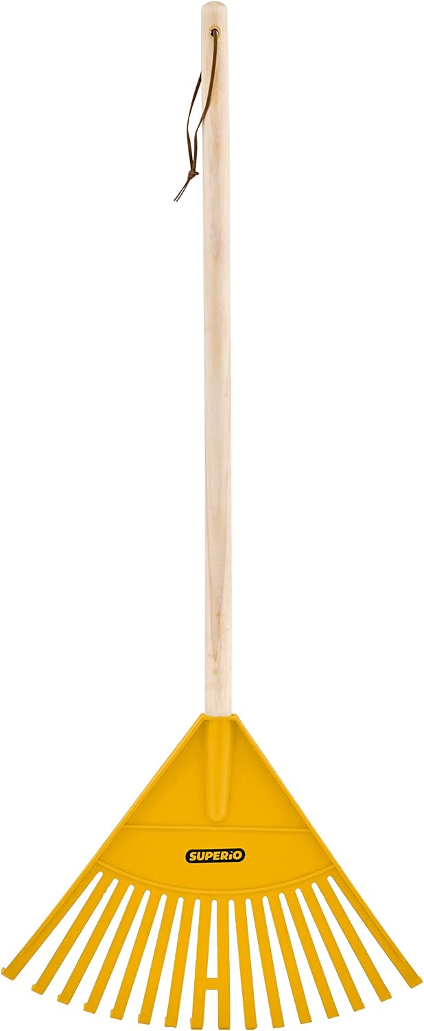 Rastrillo jardinería exterior mango madera colector hojas