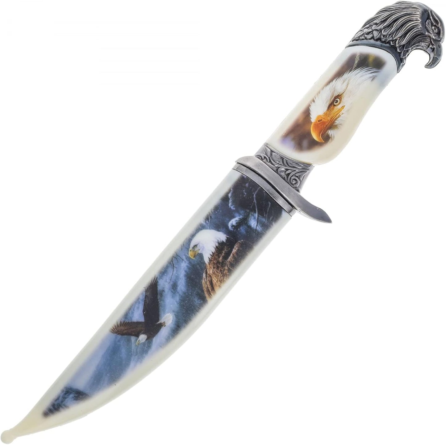 Cuchillo caza 13pulg con vaina decorativa y mango animal