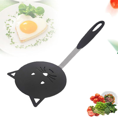 Espátula wok nailon forma gato antiadherente negro