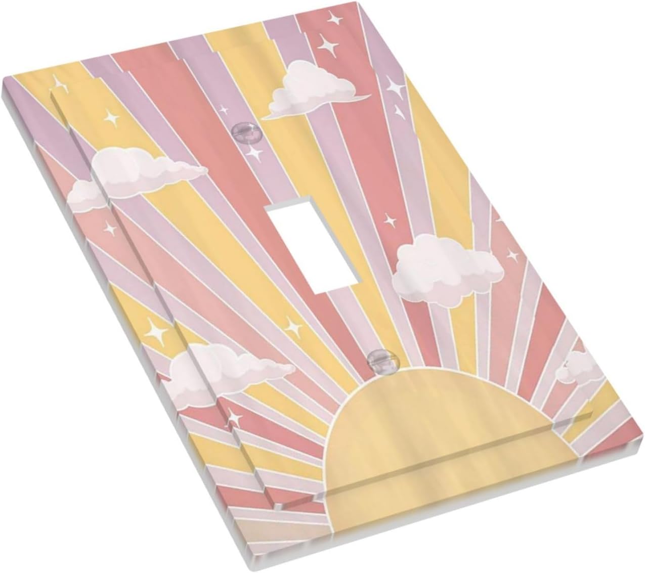 Placa interruptor decorativa boho rosa púrpura estrella nube