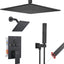 Set grifo ducha 2en1 negro mate 12pulg techo 6pulg lateral