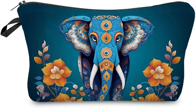 Bolsa maquillaje elefante étnico con cremallera regalo cumpleaños