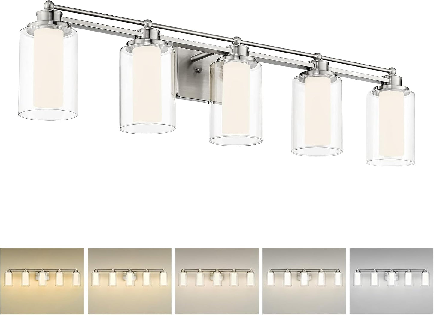 Lámpara baño 5 luces LED níquel cepillado 30W