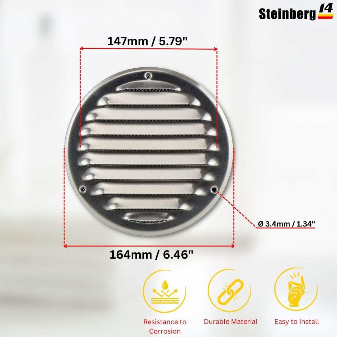 Cubierta ventilación aluminio 5pulg rejilla redonda