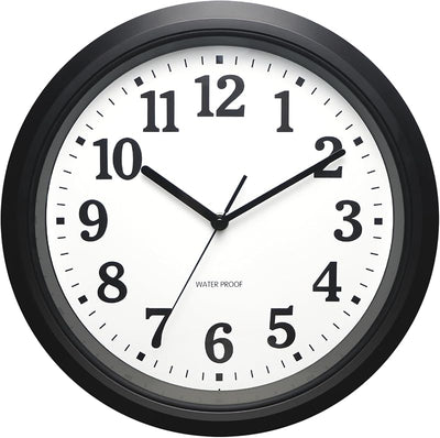Reloj pared impermeable 12pulg cuarzo sin tictac negro
