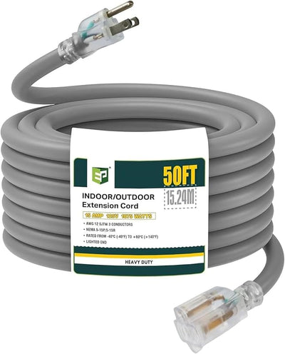 Cable extensión iluminado 50ft 12/3 SJTW gris