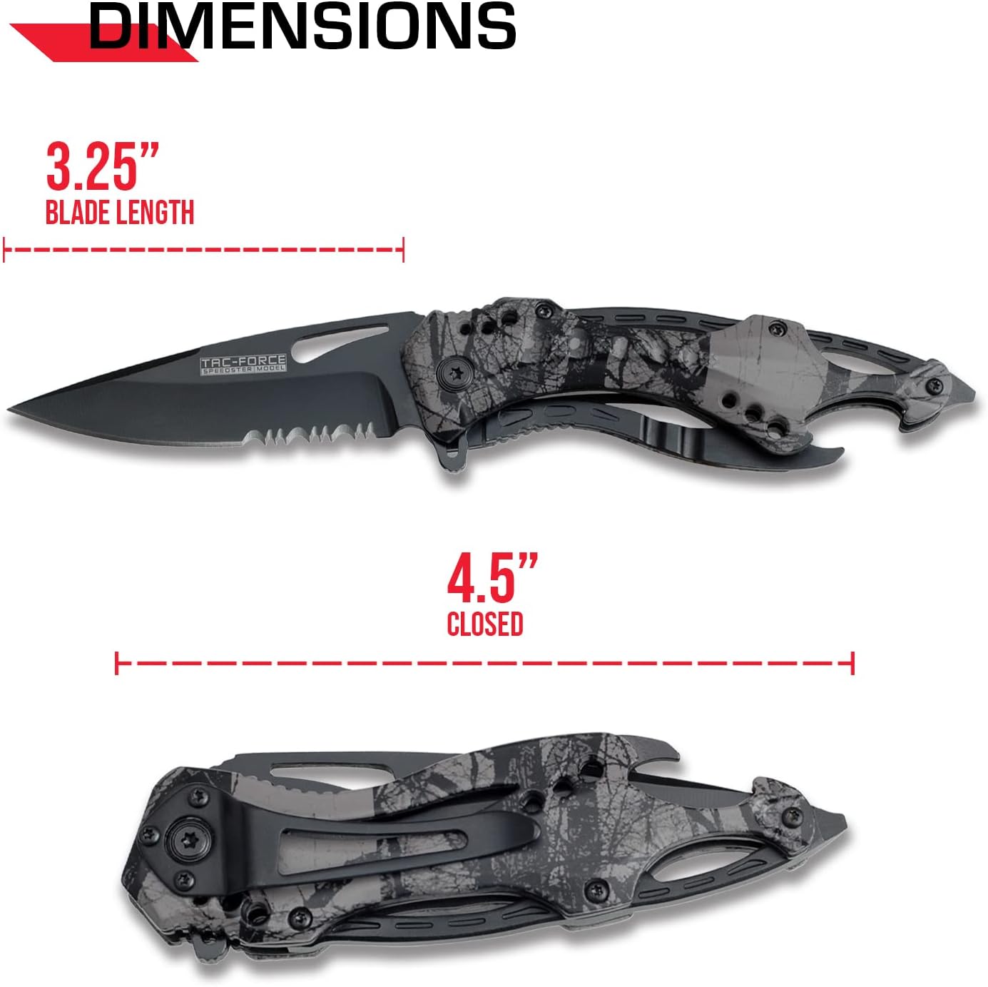 Cuchillo táctico plegable TF-705 hoja semidiente 4.5pulg