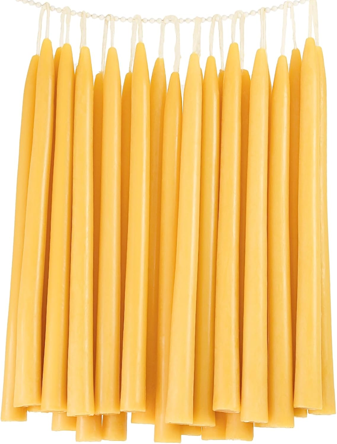 24 Velas Cónicas Cera Abeja Orgánica 12pulg Amarillo