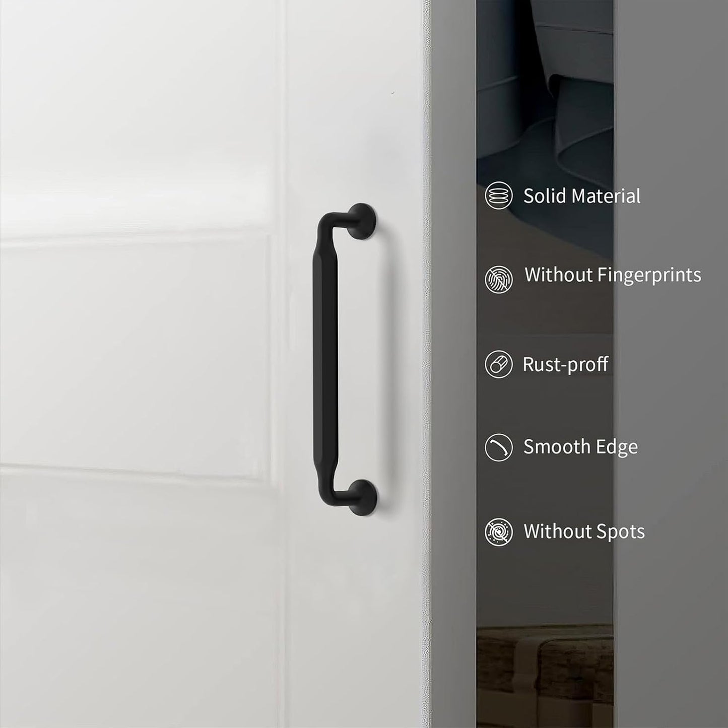 10 Tiradores cocina 3pulg color negro mate