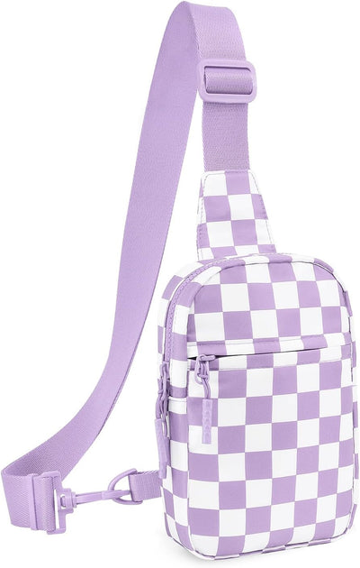 Bolsa cruzada cuadros resistente agua soporte teléfono