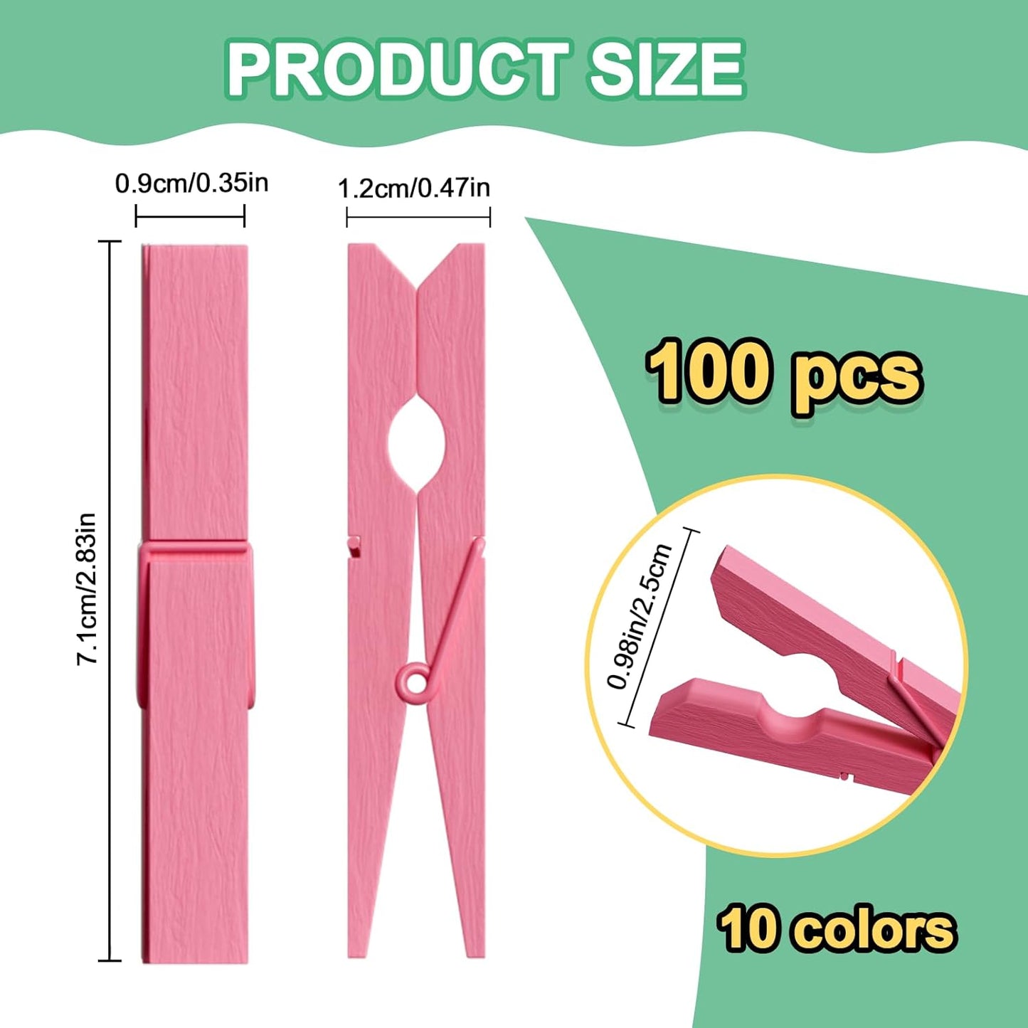 100 Pinzas Madera Colores Pastel para Ropa y Fotos