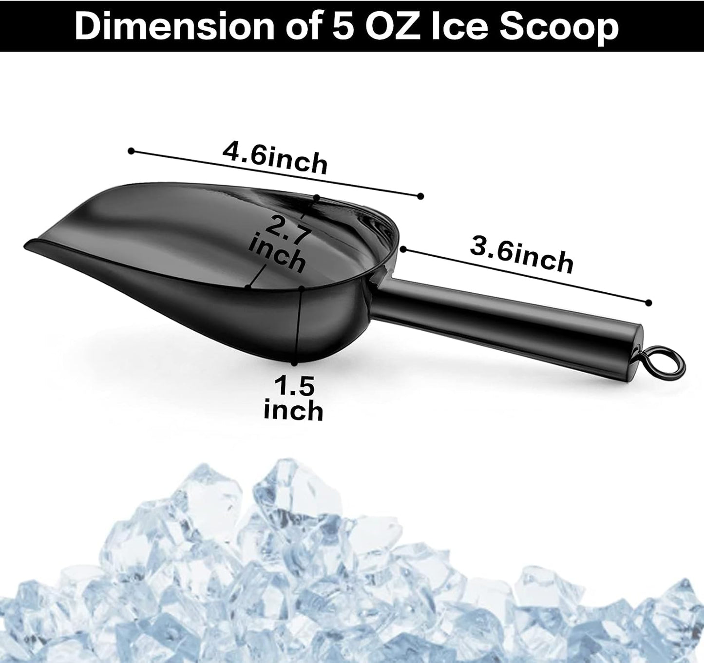 Cuchara hielo acero inox 5oz 2 Pzas color negro