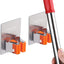Soporte pared escoba 2 pzas acero inox naranja resistente