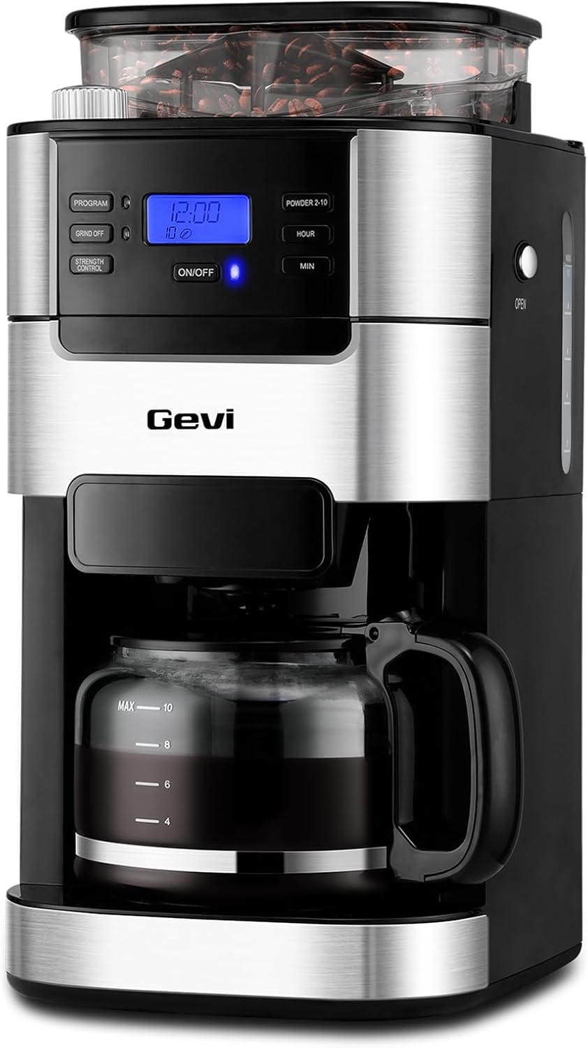 Cafetera Goteo 10 Tazas con Molinillo Temporizador