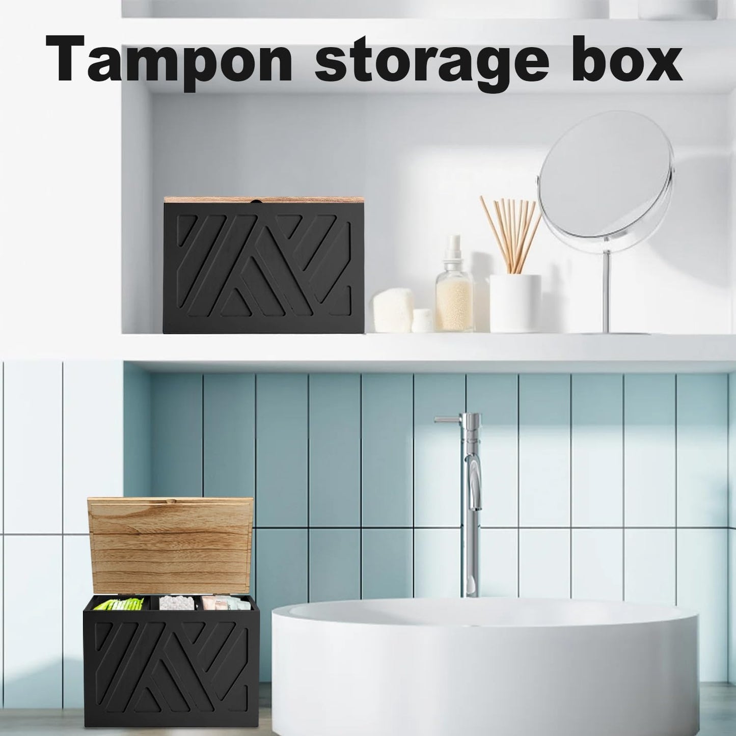 2 Pzas Soporte Tampones Almacenamiento Baño con Tapa