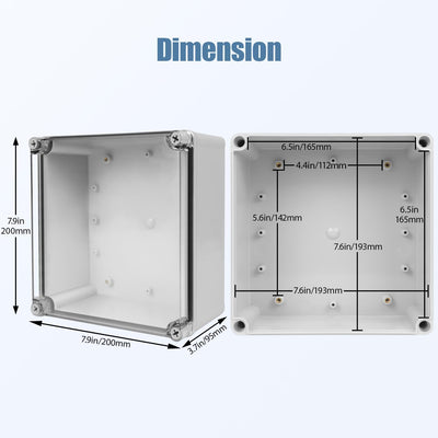 Caja eléctrica IP67 impermeable gris con cubierta transparente